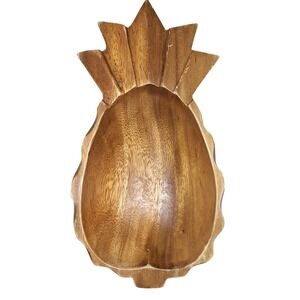 Vintage MonkeyPod Wooden Pineapple Tikki Party BBQ Pineapple Salsa Trinket Dish